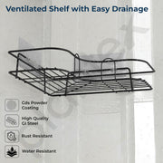 Plantex Corner Shelf for Bathroom Wall/Bathroom Organizer Without Drill/Kitchen Shelf/Bathroom Corner Shelves/Steel Bathroom Shelf- Pack of 2 (Black,CED Powder Coated)