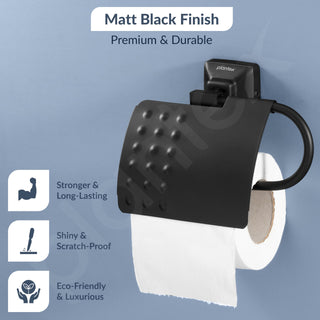 Plantex 304 Grade Stainless Steel Toilet Paper Holder for Bathroom/Toilet Roll Holder/Toilet Tissue Paper Roll Holder/Bathroom Accessories - Squaro (Black)