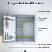 Plantex Bathroom Cabinet with Mirror/ABS Bathroom Storage Organiser/Multipurpose Shelf/Wall Mount Mirror Cabinet for Wash Basin (14x18 Inch, Grey)