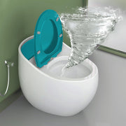 Plantex Imported Platinum Ceramic Western Toilet With Siphonic Vacuum Jet Flush/Water Closet/One Piece Commode With Soft Close Toilet Seat - S Trap Outlet (White and Blue)