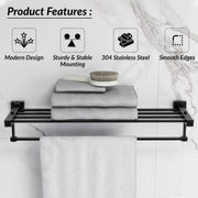 Plantex 304 Grade Stainless Steel 24 inch towel Rack/Towel Hanger for Bathroom/Towel Rod/Towel Bar/Bathroom Accessories - Splash (Black)