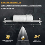 Plantex Towel Rack for Bathroom/Pure Brass Towel Holder/24 Inch Towel Stand/Towel Bar/Bathroom Accessories - Pack of 1 (APS-GIA-13, Chrome)