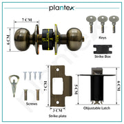 Plantex Stainless Steel Door Locks For Bedroom/Main Door Lock/Cylindrical Lock Set Door Lock For Home Office Hotel (Brass Antique)