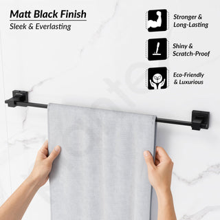 Plantex 304 Grade Stainless Steel Single Towel Rod for Bathroom/Hand Towel Hanger/Towel Holder/Bathroom Accessories - Splash (24-inch) Black