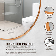 Plantex Aluminium Frame Mirror for Wall/Bathroom Mirror/Round Mirror for Bathroom/Wall Mount Mirror for Bedroom/Dressing Room/Living Room/Entryway - Shatterproof Mirror (24inch-Gold Brushed)