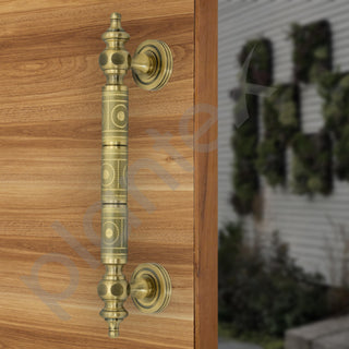 Plantex Door Handle for Main Door/Pure Brass Door Handle/12 inch Pull-Push Handle for Home/Office/Hotel - Pack of 1 (Brass Antique) - 3 Years Warranty