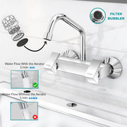 Plantex Pure Brass Sink Mixer Tap for Kitchen Hot & Cold/ 360Ãƒâ€šÃ‚Â° Swivel Spout Kitchen Sink Tap with Brass Wall Flange & Teflon Tape -7 Year Warranty