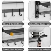 Plantex Self Adhesive Aluminium Bathroom Towel Hanger for Wall/Towel Rack for Bathroom 24 Inch/Bathroom Accessories - Pack of 1 (Black, 6801)