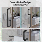 Plantex Shower Door Handle/Stainless Steel Towel Bar Combination/Towel Holder for Glass Shower Door and Bath Door Pull Handle - Pack of 1 (Black)