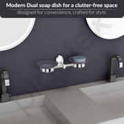 Plantex 304 Grade Stainless Steel Twin Soap Holder for Bathroom and Wash Basin/Soap Dish/Soap Holder/Bathroom Accessories - Oreva (Chrome)