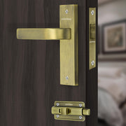 Plantex Heavy Duty Door Lock ÃƒÂ¢Ã¢â€šÂ¬Ã¢â‚¬Å“ Bathroom Door Lock/Mortise 8inch Keyless Plate Handle Set for Home/Bathroom/Store Room/Balcony/Office with Baby Latch (8107, Brass Antique)