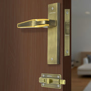 Plantex Heavy Duty Door Lock ÃƒÂ¢Ã¢â€šÂ¬Ã¢â‚¬Å“ Bathroom Door Lock/Mortise 8inch Keyless Plate Handle Set for Home/Bathroom/Store Room/Balcony/Office with Baby Latch (8064, Brass Antique & PVD Gold)