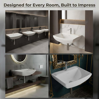 Plantex Ceramic Wash Basin/Basin for Bathroom with 10 Years Glaze Warranty by Plantex/Wall Mounted Washbasin for Home/Office/Hotels (White - 18 x 14 x 5 Inch)