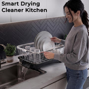 Plantex Stainless Steel Dish Drying Rack/Dish Rack with Drainer Tray for Kitchen/Vessel Drainer Basket for Utensils/Bartan Basket Stand - Chrome (17.5x12.5x7 Inch)