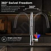 Plantex 304 Stainless Steel Pull-Down Kitchen Sink Tap/Sink Tap for Kitchen Basin with 360⁰ Swivel Spout/Kitchen Sink Faucet - (1062, Chrome)