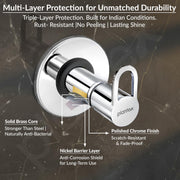 Plantex Pure Brass 25 mm Toilet Flush Valve for Toilet with Teflon Tape & Brass Wall Flange for Commercial & Residential Use - (Flip, Chrome)