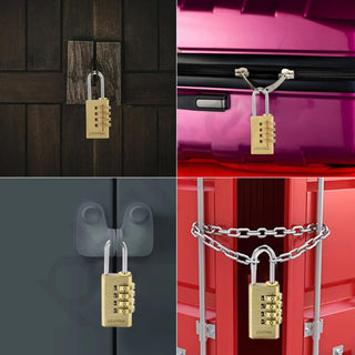 Plantex 4-Digit Code Combination Brass Locks/Number Lock/Portable Luggage Lock/Travel Lock for Briefcase/Laptop Bags - Pack of 1 (Small, Brass Antique)