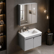 Plantex Wall Mount Vanity Cabinet with Washbasin and Mirror/Rectangular Basin with Cabinet for Bathroom - (Clara - 600, Grey)