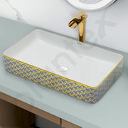 Plantex Table Top Wash Basin For Bathroom/Designer Ceramic Basin/Countertop Vessel Sink Basin - Indo-European Collection (24 x 14 x 5 Inch)