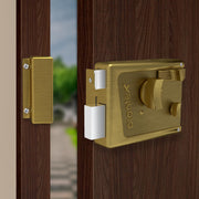 Plantex Heavy Duty Night Latch Door Lock with Key & Knob for Main Door/Inside Opening for Home,Hotel,Office - Pack of 1 (Brass Antique)