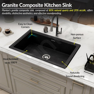 Plantex Quartz Acrylic Kitchen Sink/Undermount Sink for Kitchen with 10 Years Warranty by Plantex/Metalic Single Bowl Kitchen Sinks with Coupling (Siapan 32x20 Inches)