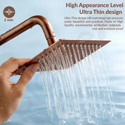 Plantex Stainless Steel Overhead Shower 8 x 8 inch with Water-Saving Technology/High pressure Rain Shower Head without Arm/Bathroom Shower -(Ultra Slim-PVD Rose Gold)
