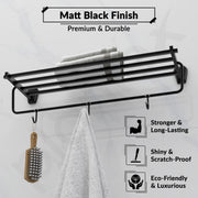 Plantex Towel Rack for Bathroom/304 Grade Stainless Steel Towel Stand/24 Inch Towel Hanger/Towel Holder/Bathroom Accessories - Pack of 1 (PMB-2401, Z-Black)
