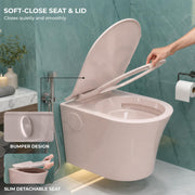 Plantex Platinum Ceramic Rimless Wall Hanging Commode/Washdown Western Commode with Soft Close Toilet Seat - P Trap Outlet ( Peach )
