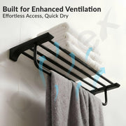 Plantex Towel Rack for Bathroom/Space Aluminium Towel Holder/24 Inch Towel Hanger/Bathroom Accessories - Pack of 1 (Black)