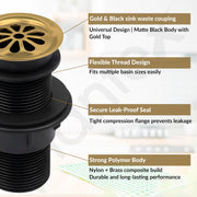 Plantex Brass with Nylon 4 inch Full Thread Waste Coupling for Wash Basin/Coupling for Sink - Pack of 1 (BH-1116, Gold)
