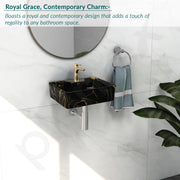 Plantex Wall Hung Wash Basin for Bathroom/Ceramic Square Countertop Basin/Bathroom Sink/Black Washbasin for Home/Hotel (16x12.5x5 Inch)
