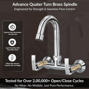 Plantex Pure Brass Sink Mixer with Double Handle Hot and Cold Water Tap for Kitchen/Bathroom Basin Faucet with Brass Wall Flange & Teflon-Tape - (COL-1014, Chrome Finish)