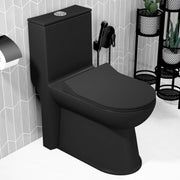 Plantex Platinum Ceramic S Trap Western Toilet/Western Commode/Rimless Washdown Flush for Toilet/Commode with Soft Close Toilet Seat Cover (Black)