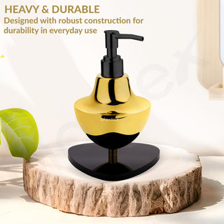 Plantex Gold & Black Stainless Steel and Acrylic Soap Dispenser for Bathroom Countertop/Sink - Pack of 1