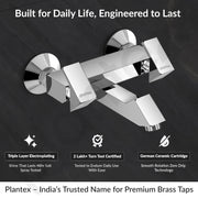 Plantex PRI-316 Pure Brass Non Telephonic Wall Mixer with Water Saving Technology Tap/Mixer Tap for with Brass Wall Flange and Teflon Tape-7 Year Warranty (Chrome)