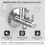 Plantex Pure Brass 2 Way Angle C ock/Angle Valve for Bathroom withTeflon Tape/Angleular Cocke -(ICO-908-Mirror-Chrome)