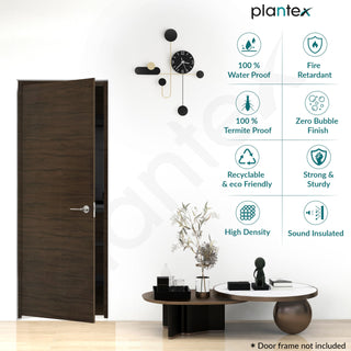 Plantex WPC Doors for Bathroom (25 mm - Thickness)/Termiteproof Bathroom Door/2.25x6.5 Feet Wooden Finished Door for Home/Balcony/Office/Kitchen, Density-600 (27x78 inch,19.5 kg- Charcoal Oak), Brown