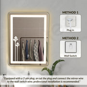 Plantex LED Bathroom Mirror with 3 Tone/Rectangle Mirror for Living Room/Bedroom/Dressing Room - (HM-005, 18 X 24 Inch)