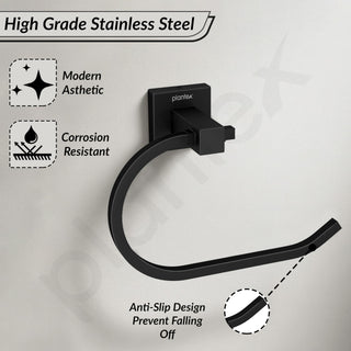Plantex Stainless Steel Towel Holder for Bathroom/Towel Ring Holder/Napkin Holder for Washbasin/Napkin Ring/Bathroom Accessories – Pack of 1, Aqua (Black)