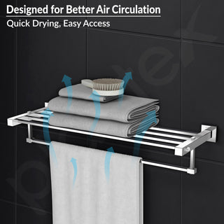 Plantex 304 Grade Stainless Steel 24 inch Towel Rack/Towel Hanger for Bathroom/Towel Rod/Towel Bar/Bathroom Accessories - Splash (Chrome)