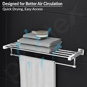 Plantex 304 Grade Stainless Steel 24 inch Towel Rack/Towel Hanger for Bathroom/Towel Rod/Towel Bar/Bathroom Accessories - Splash (Chrome)