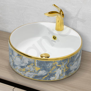 Plantex Table Top Wash Basin For Bathroom/Small Basin for Handwash/Countertop Washbasin - Indo-European Collection (16 x 16 x 6 Inch)