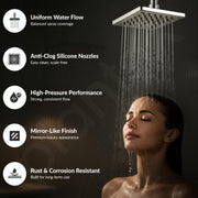 Plantex Stainless Steel Shower Head 100 mm with Water Saving Nozzle/Shower for Bathroom/Rain Shower Head for Bathroom without Arm- (Elegance-Chrome)