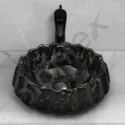 Plantex Ceramic Basin for Bathroom/Table Top Wash Basin/Washbasin for Living Room, Restaurant (Marble Finish, 17 x 15 x 6 Inch)