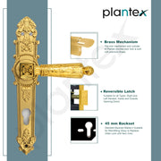 Plantex Main Door Lock Handle Set/6-Lever Lock Mechanism with 3 Years of Warranty/Mortise Door Lock with 3 Keys, Brass Lockbody & Cylinder(657- Gold)