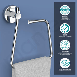 Plantex Stainless Steel Towel Ring for Bathroom/Napkin-Towel Hanger/Wash Basin/Bathroom Accessories - (Chrome-Rectangle) - Pack of 4