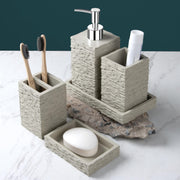 Plantex Polyresin  Bathroom Accessories Set Soap Dispenser/Toothbrush Holder/Bathroom Tray/Tumbler Holder/Soap Dish - 5 Piece(923)