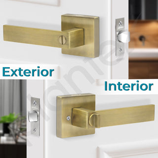 Plantex New Age Bathroom Door Locks/Key-Less Door Lock Set for Bedroom/Balcony/Office/Storeroom - Reversible Design (Brass Antique Finish, 30mm to 50mm Door Range)