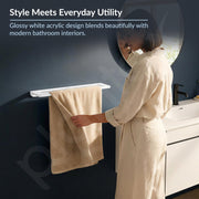 Plantex 20 Inch Acrylic Towel Hanger for Bathroom/Towel Rod for Kitchen/Napkin Holder/Stand/Towel Bar for Bathroom - Pack of 1 (VIW-126, White)