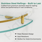 Plantex Premium Frosted Glass Corner Shelf for Bathroom/Storage Glass Shelf - (12x12 in,Brass Antique-Pack of 1)